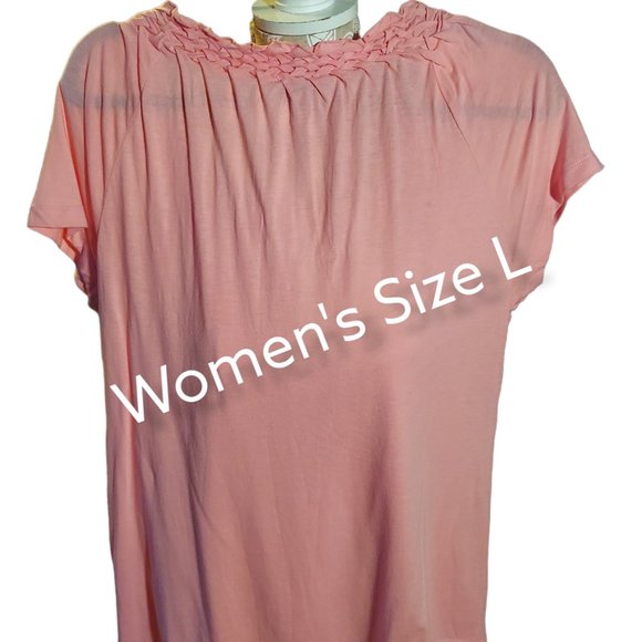 Talbots Short Sleeve Pink/Peachy Top Women's Size L NWT - Picture 2 of 4